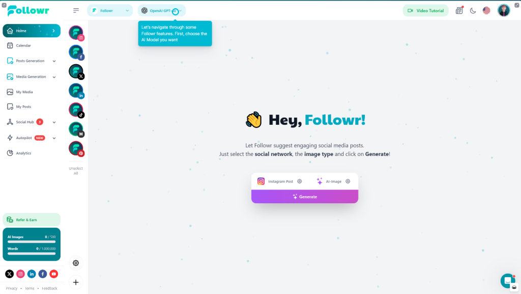Followr - interface