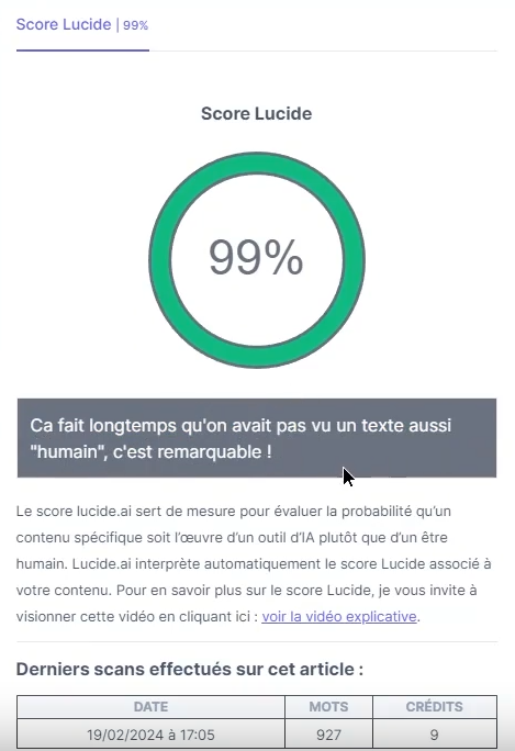 Rapport négatif sur l'utilisation de l'IA pour la rédaction