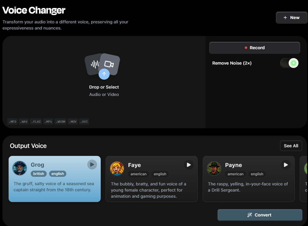 Voice changer sur Play.ht