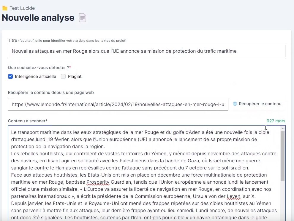 Analyse d'un article avec Lucide.ai