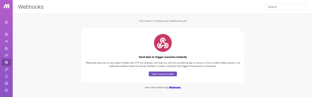 Création de webhooks sur Make