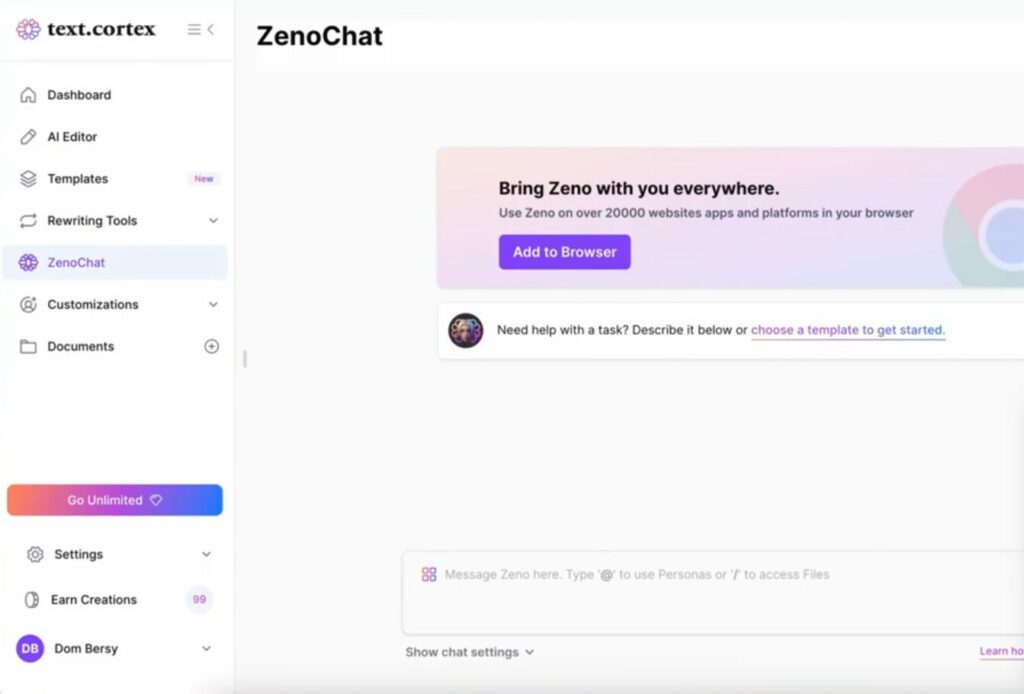 Interface de l'assistant