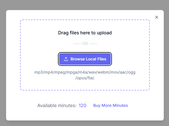 Glisser-déposer un fichier pour le transcrire en texte