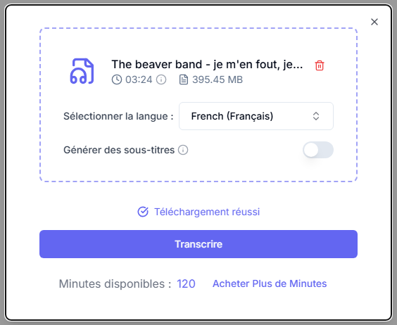 Transcription d'un fichier video MP4