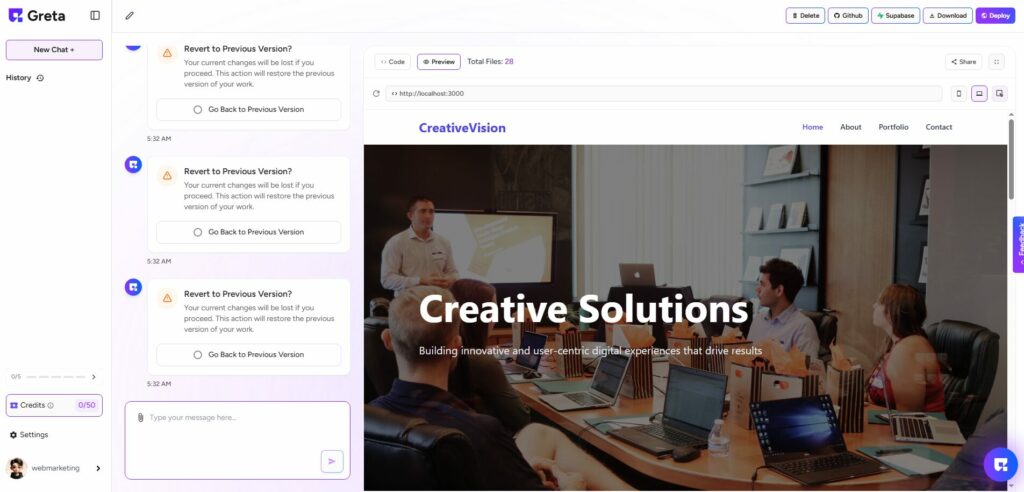 Construction d'une application sur Greta