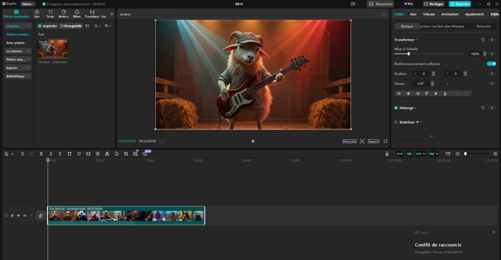 Interface de CapCut