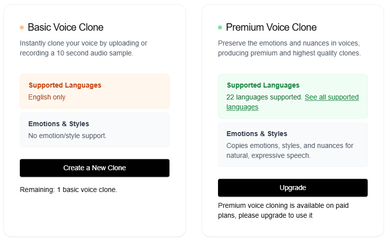 Voice cloning on Narration Box